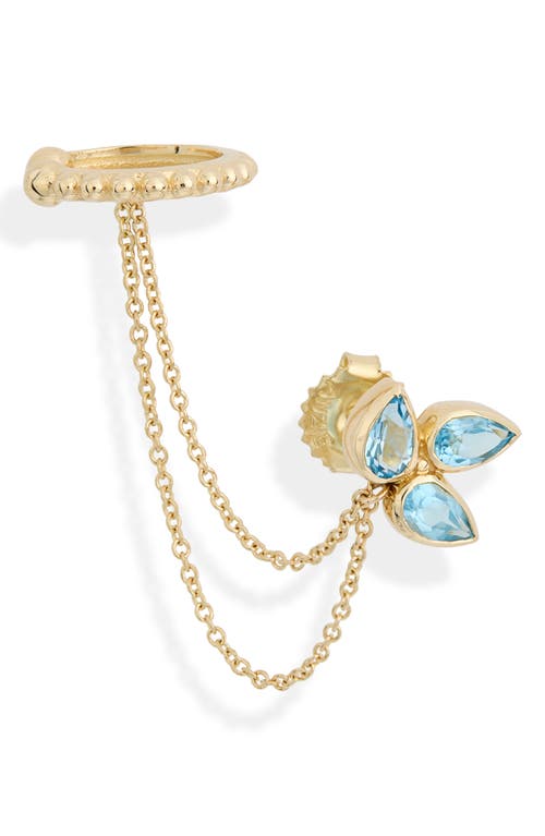 Anzie Bouquet Topaz Cuff & Stud Chain Earring In Blue