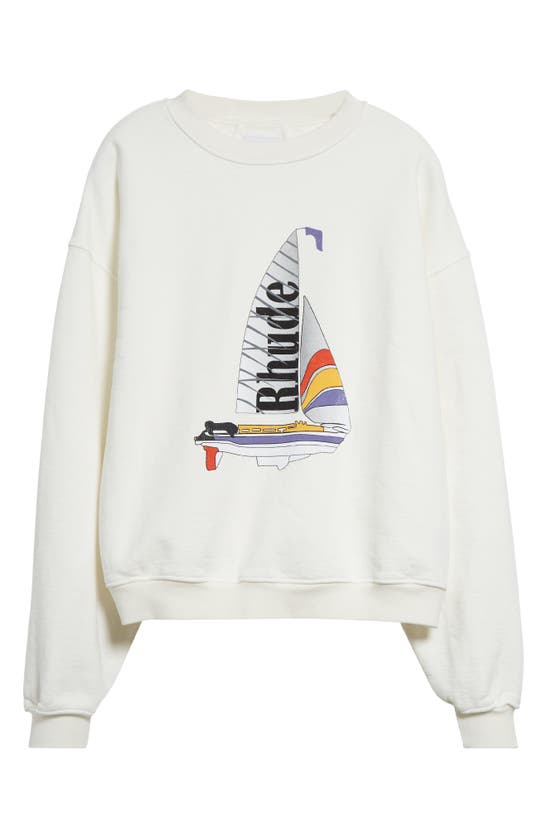 Shop Rhude Catamaran Champion Graphic Sweatshirt In Cream