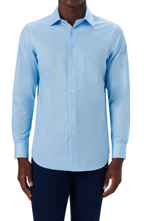 Bugatchi OoohCotton Grid Button-Up Shirt Turquoise at Nordstrom,