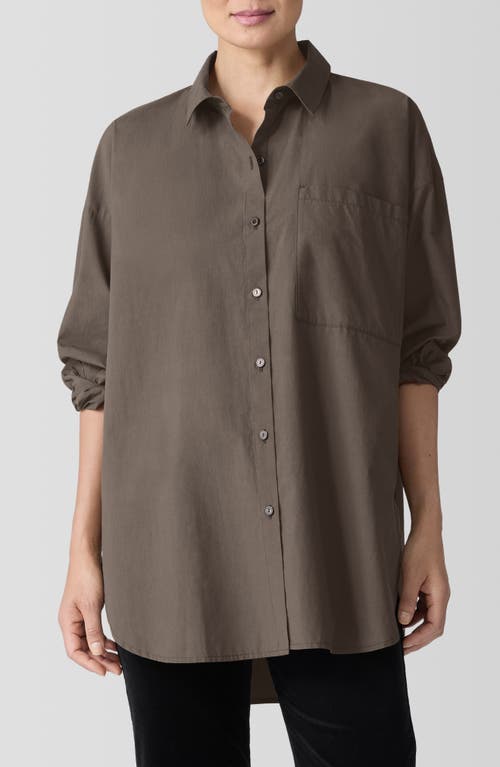 Eileen Fisher Classic Collar Organic Cotton Button-Up Shirt in Wren 