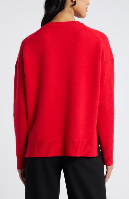 Shop Nordstrom Crewneck Side Slit Wool & Cashmere Sweater In Red Toreador