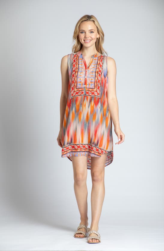 Shop Apny Print Sleeveless Chiffon Shift Dress In Orange Multi