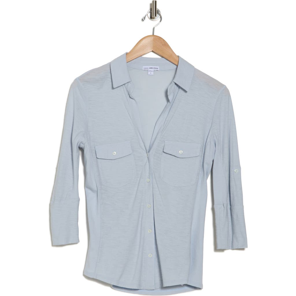 JAMES PERSE JAMES PERSE COTTON V-NECK BUTTON-UP SHIRT