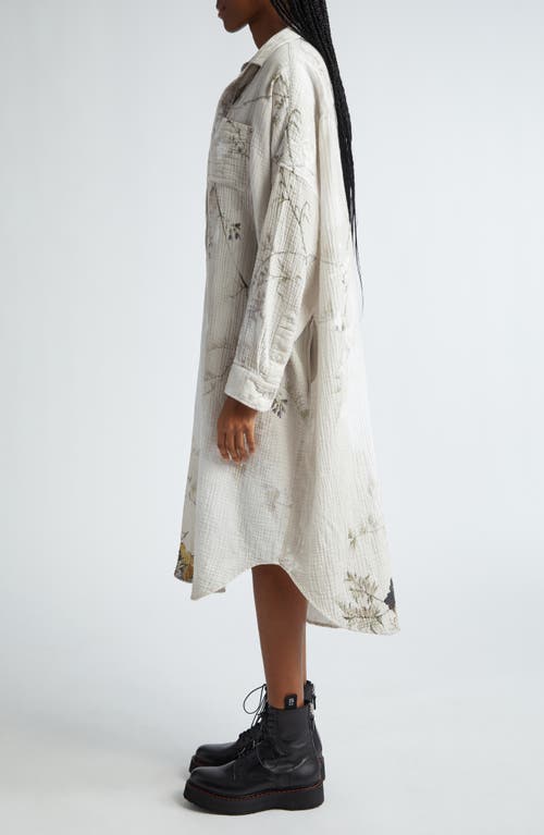 Shop R13 Jumbo Floral Cotton Gauze Midi Shirtdress In Cream Bleached Floral