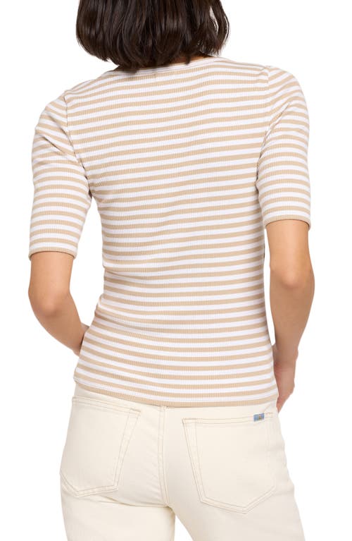 Faherty Freestyle Rib Knit T-shirt In Neutral Desi Stripe