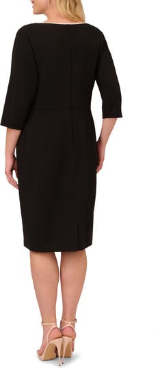 Adrianna Papell Tipped Three Quarter Sleeve Crepe Dress Nordstrom