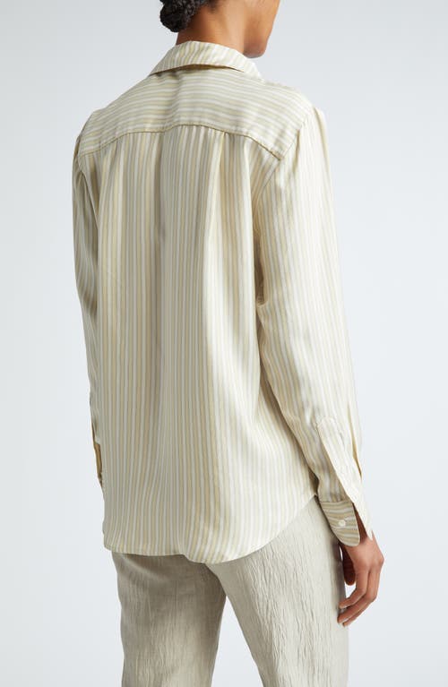 Paloma Wool Lorenzo Stripe Silk Button-up Shirt In Yellow