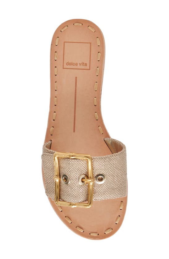 Shop Dolce Vita Dasa Slide Sandal In Light Gold Raffia