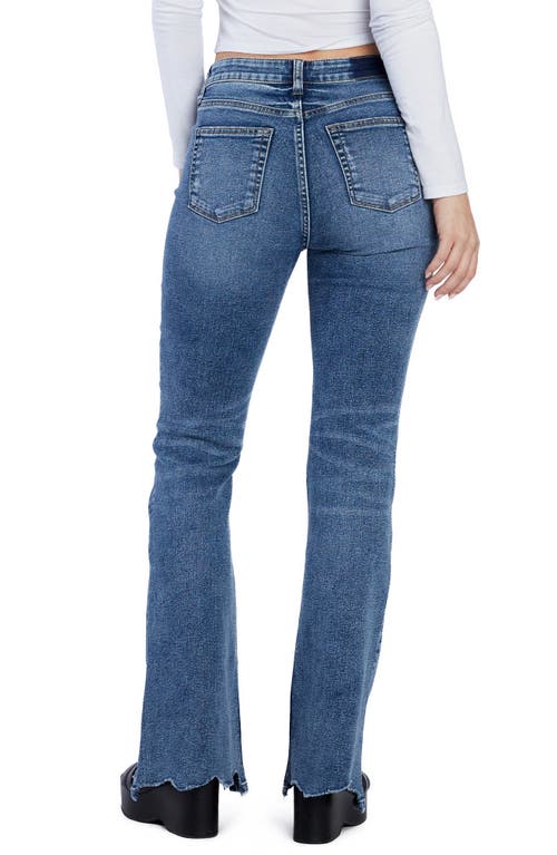 Hint Of Blu High Waist Chew Hem Flare Jeans In Summer Daze Blue