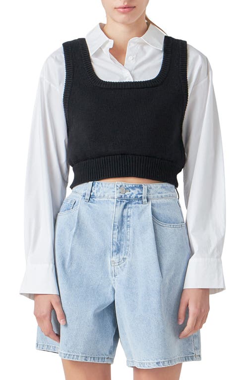 Grey Lab Layered Button-up Shirt In Black/white