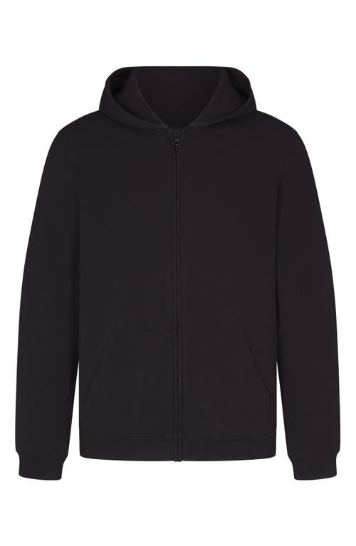 Shop Skims Jersey Lounge Zip Hoodie In Obsidian