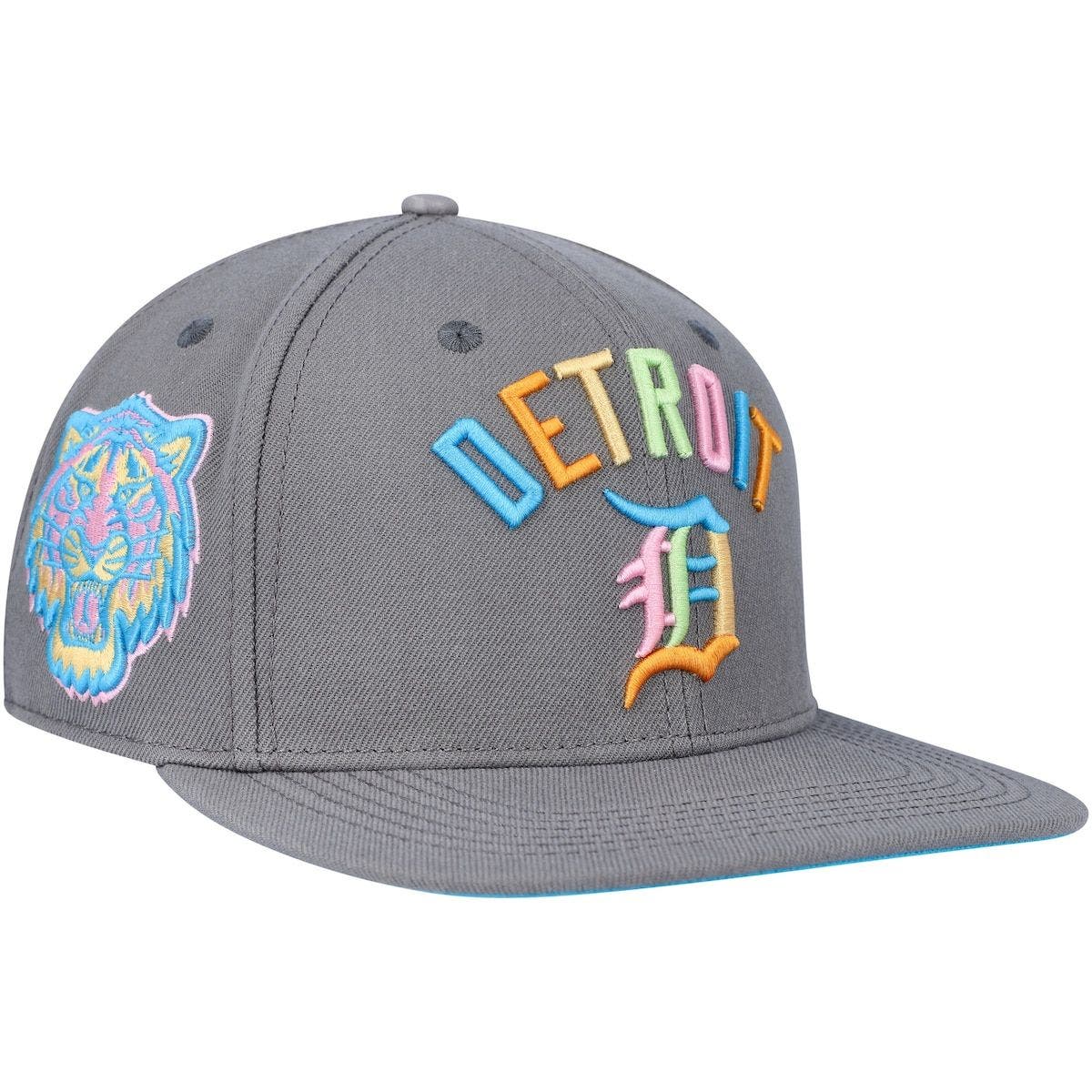 Men's Pro Standard Gray Detroit Tigers Washed Neon Snapback Hat