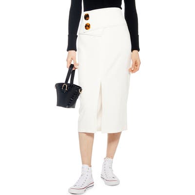 Topshop Button Waist Skirt, US (fits like 14) - Ivory