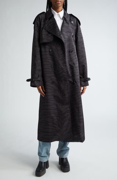 Stella Mccartney Tiger Print Nylon Trench Coat In 1000 - Black