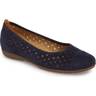 Gabor Perforated Ballet Flat, Blue