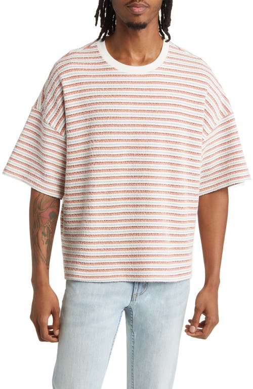 PacSun Oversize Stripe Terry Cloth T-Shirt in Orange/Cream