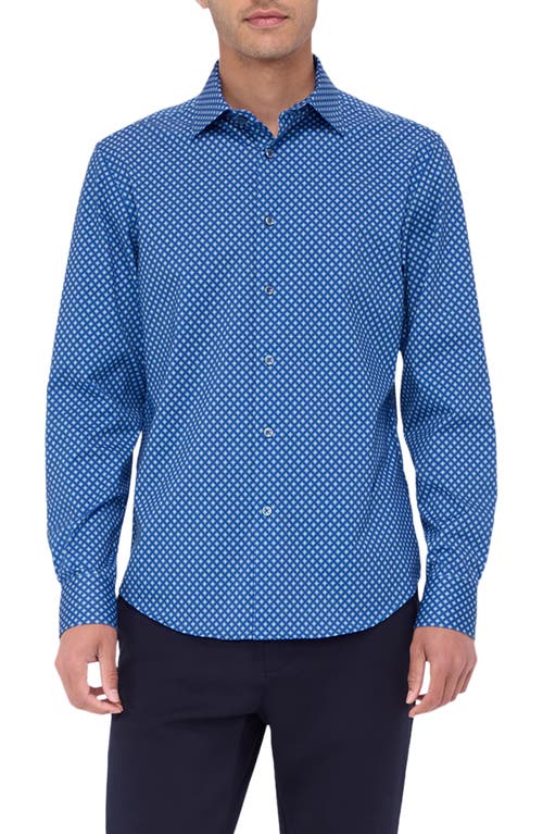 Shop Bugatchi James Ooohcotton® Diamond Check Button-up Shirt In Night Blue