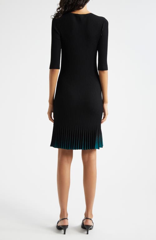 Shop Emporio Armani Pleated Rib Dress In Solid Black