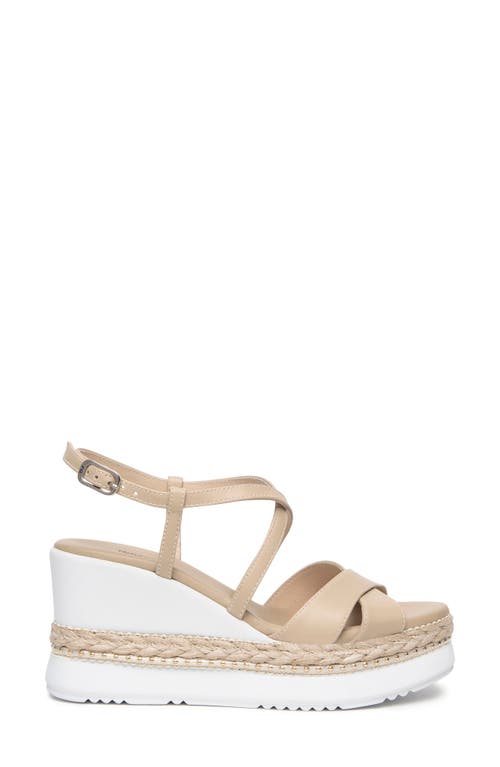 Shop Nerogiardini Ankle Strap Platform Wedge Sandal In Beige/khaki