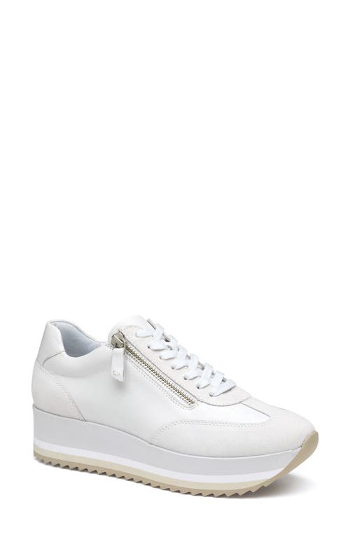 Johnston & Murphy Gracie Side Zip Sneaker In White Calfskin/suede