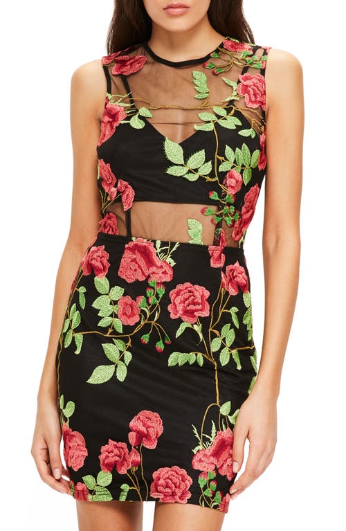 Missguided Embroidered Minidress in Black at Nordstrom, Size 10 Us