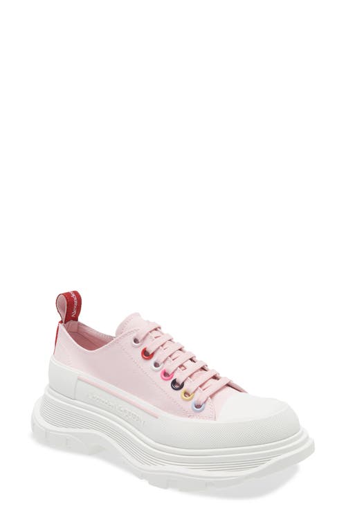 Alexander McQueen Tread Slick Low Top Sneaker in Ivory Pink/White