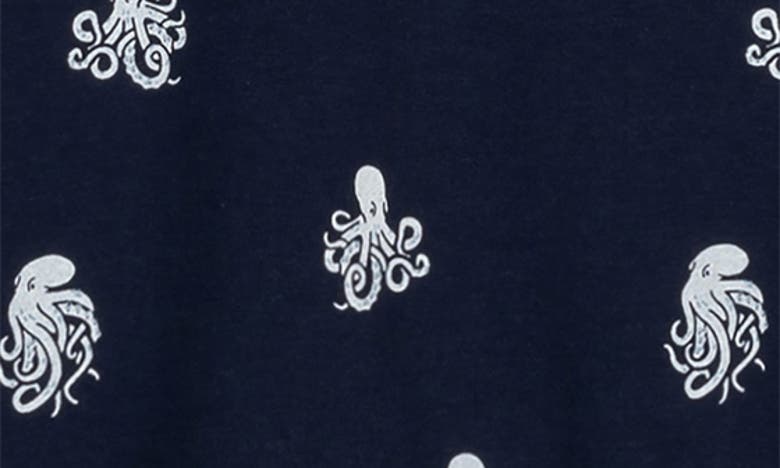 Shop Miles Baby Kids' Octopus Print Short Sleeve Organic Cotton Pocket Sweatshirt In Navy