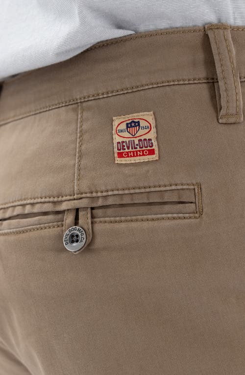 Shop Devil-dog Dungarees 7-inch Performance Stretch Chino Shorts In Dark Beige/khaki