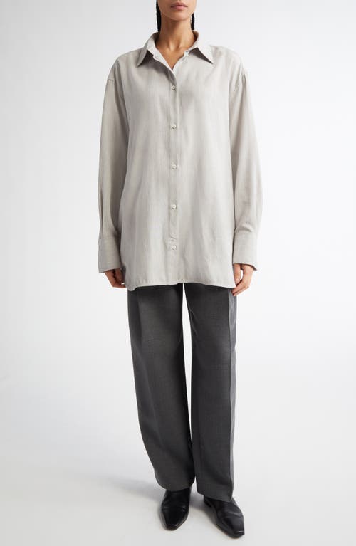 Totême Toteme Pleated Straight Leg Pants In Grey Melange