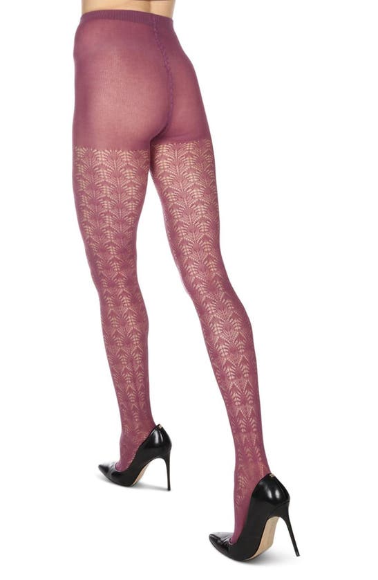 Shop Memoi Inverted Textured Cotton Blend Tights In Tulipwood