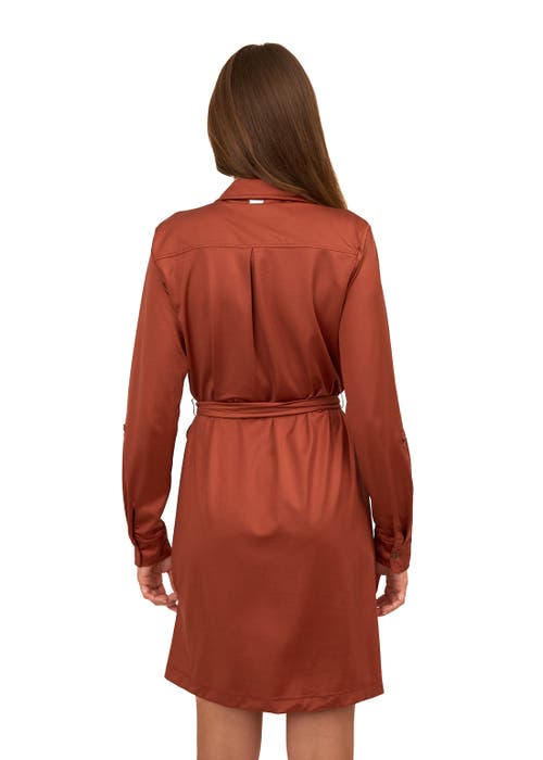 Shop Cabana Life Button Down Shirt Dress In Copper