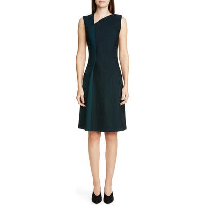 St. John Collection Refined Textured Herringbone Fit & Flare Dress, Grey