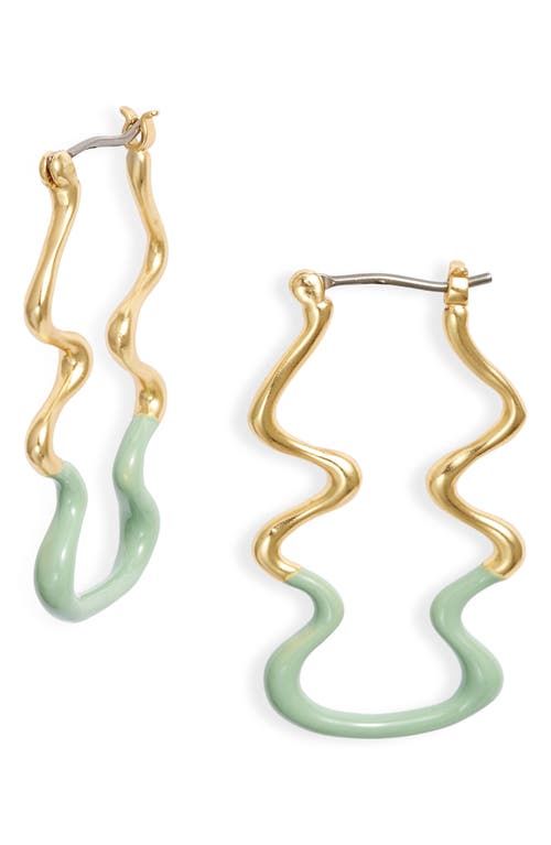 Wavy Hoop Earrings in Green Opal