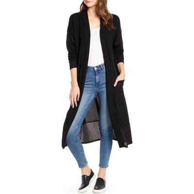 Caslon Patch Pocket Longline Cardigan, Black