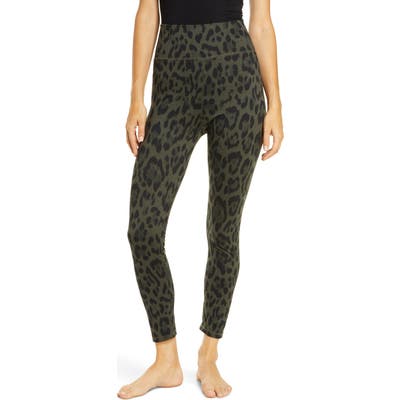 Socialite Leopard Print High Waist Leggings, Green