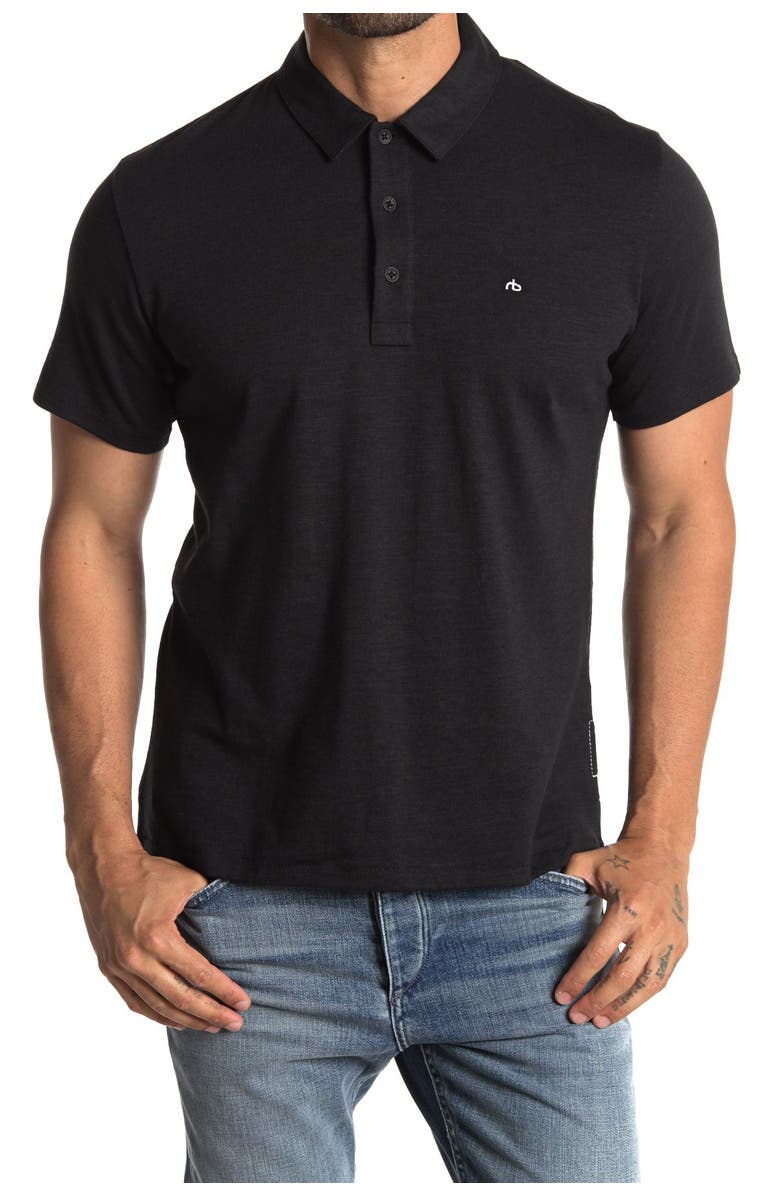 RAG AND BONE Standard Issue Regular Fit Slub Cotton Polo, Main, color, BLACK
