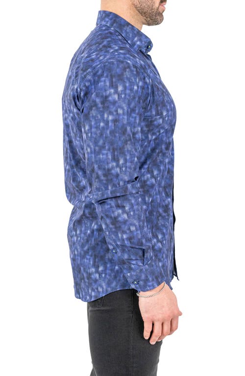 Maceoo Einstein Stretch Pixelated Button-up Shirt In Purple