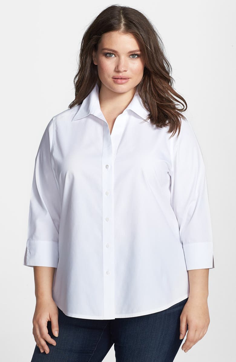 Foxcroft Shaped Non-Iron Cotton Shirt (Plus) | Nordstrom