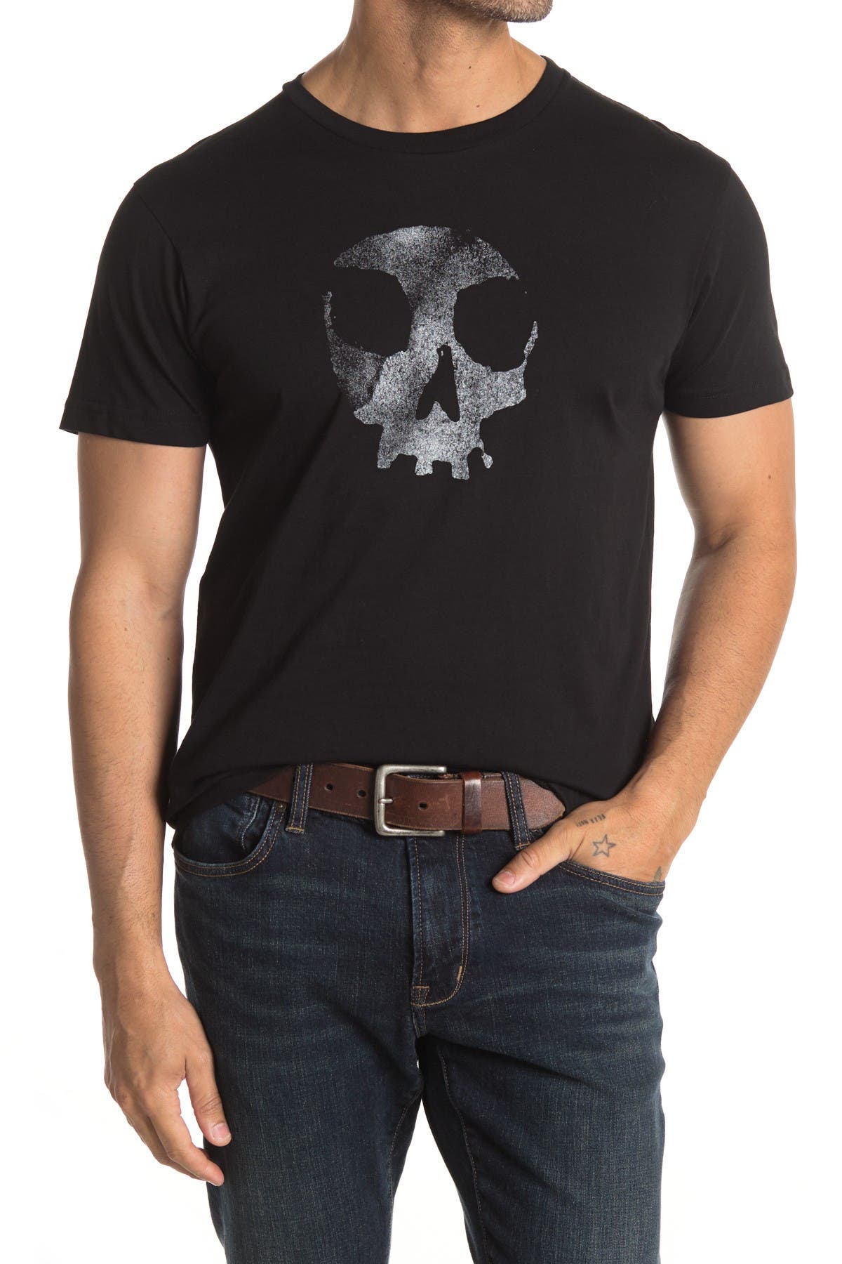 Vestige Skull Graphic Print Crew Neck T-shirt In Black