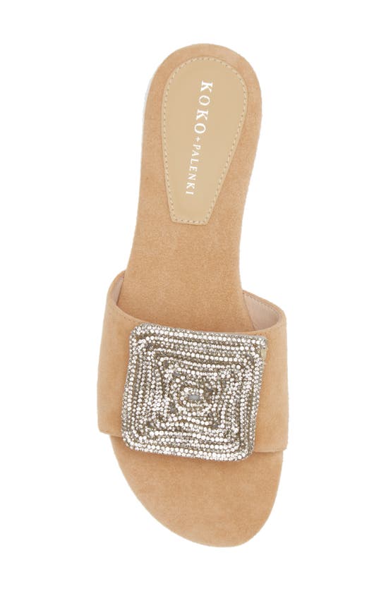 Shop Koko + Palenki Dina Mismatched Slide Sandals In Almond Suede