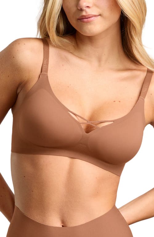 Shop Siella No-show V-neck Bra In Toffee