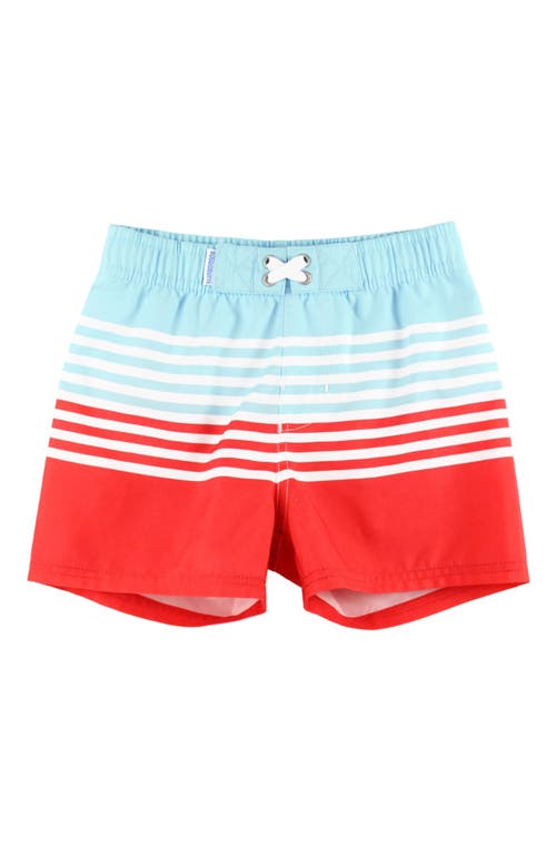 RuggedButts Kids' From Sea to Shining Sea Stripe Swim Trunks in Red at Nordstrom, Size 2T