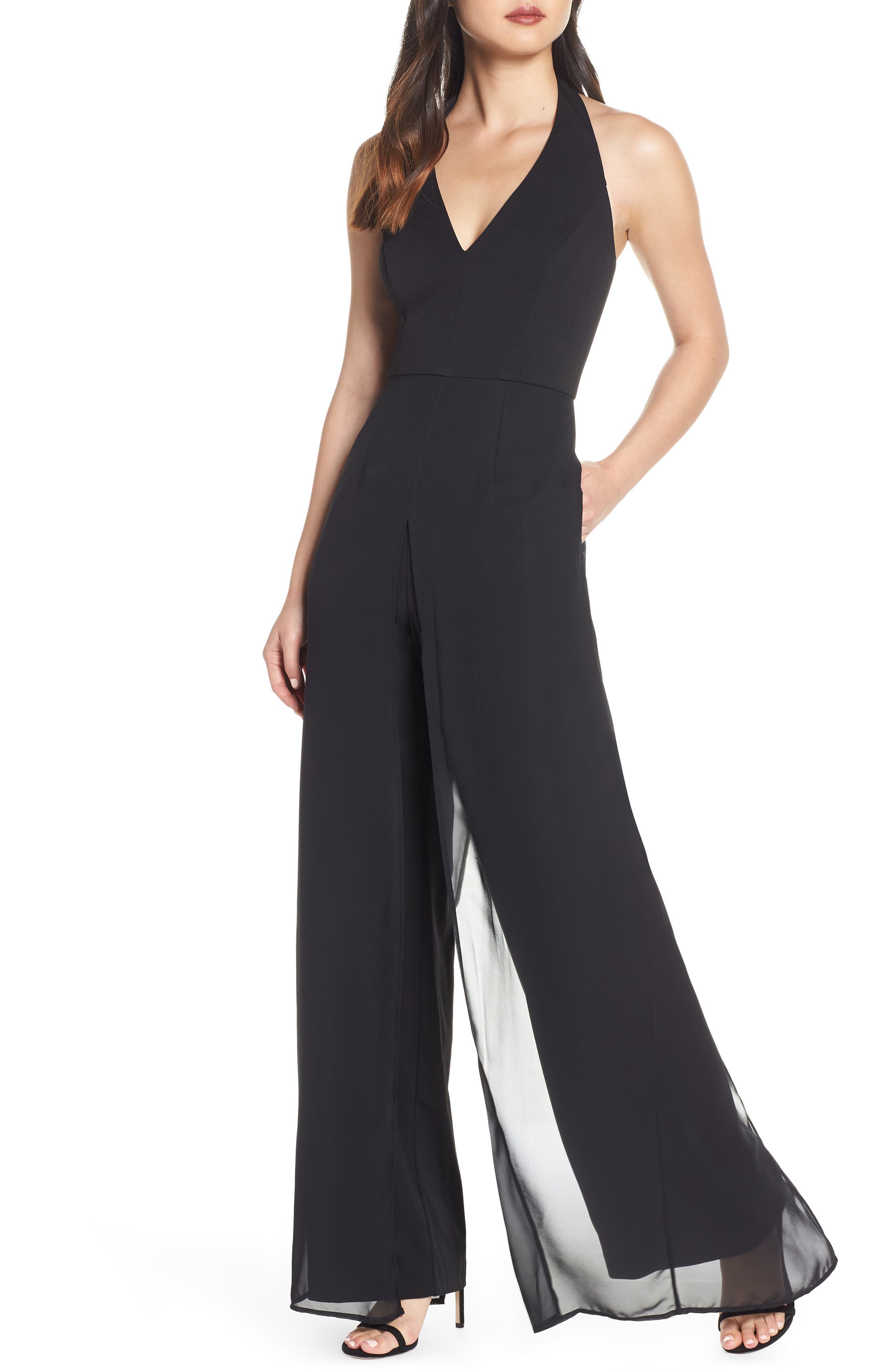 chiffon overlay jumpsuit