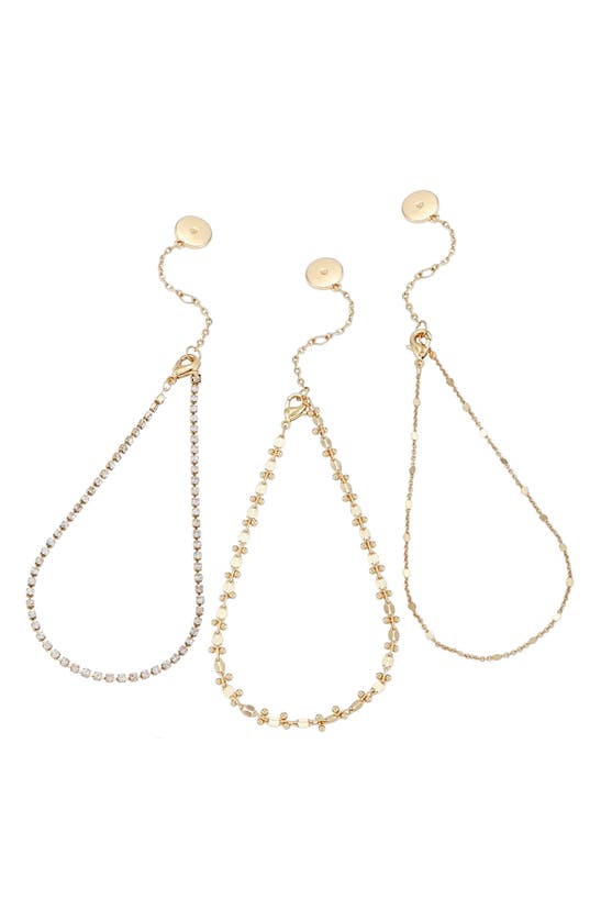 Vince Camuto Set Of 3 Goldtone Crystal Chain Anklets In Goldtone