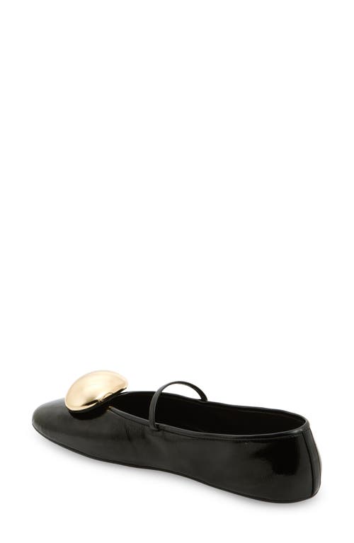 Shop Jeffrey Campbell Balle-orn Mary Jane Flat In Black Crinkle Patent Gold