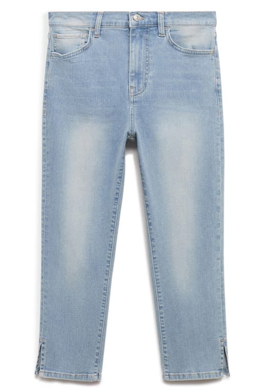 Shop Mango Slim Fit Slit Hem Capri Jeans In Medium Blue
