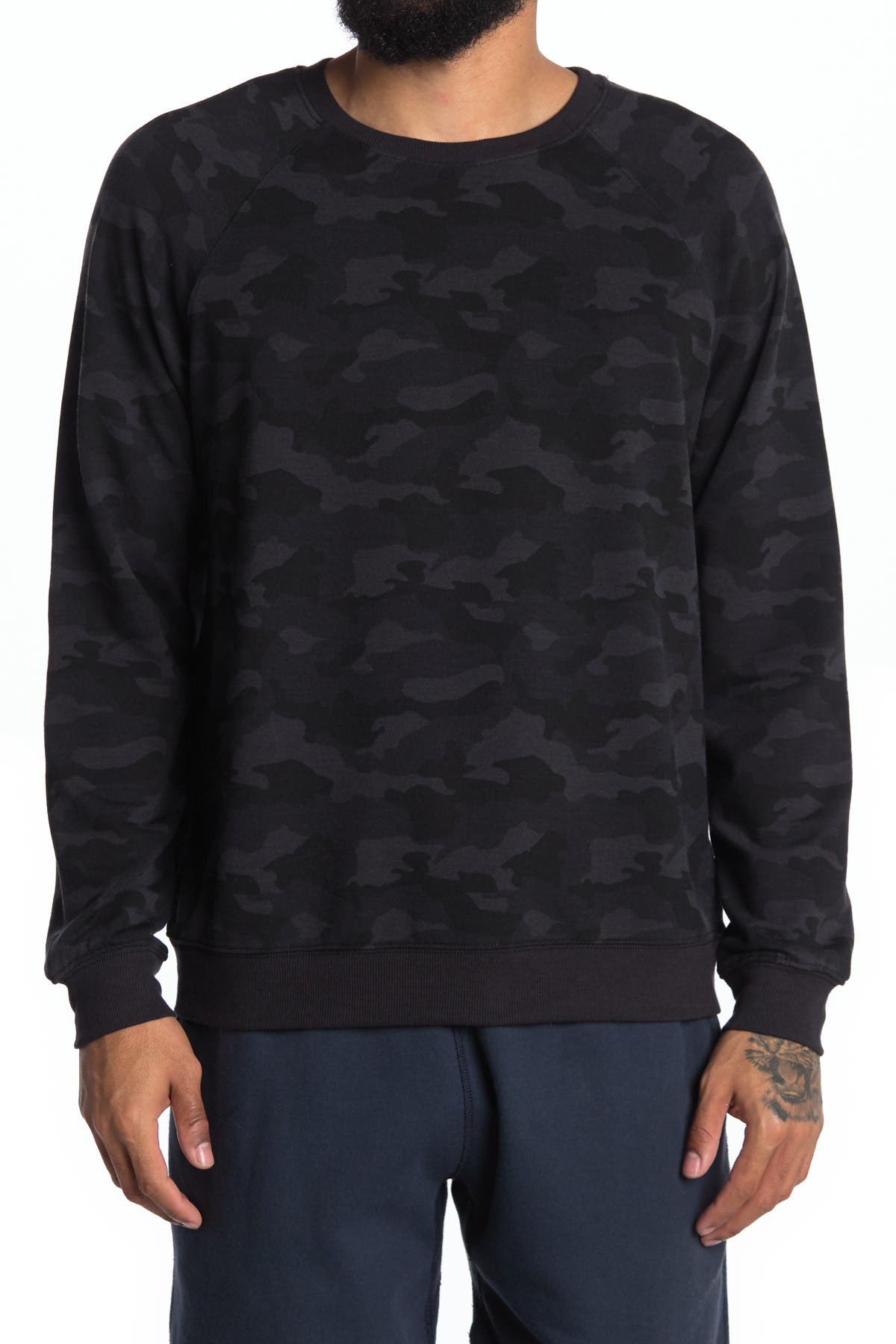 90 Degree By Reflex Terry Brushed Long Sleeve Sweatshirt In Charcoal
