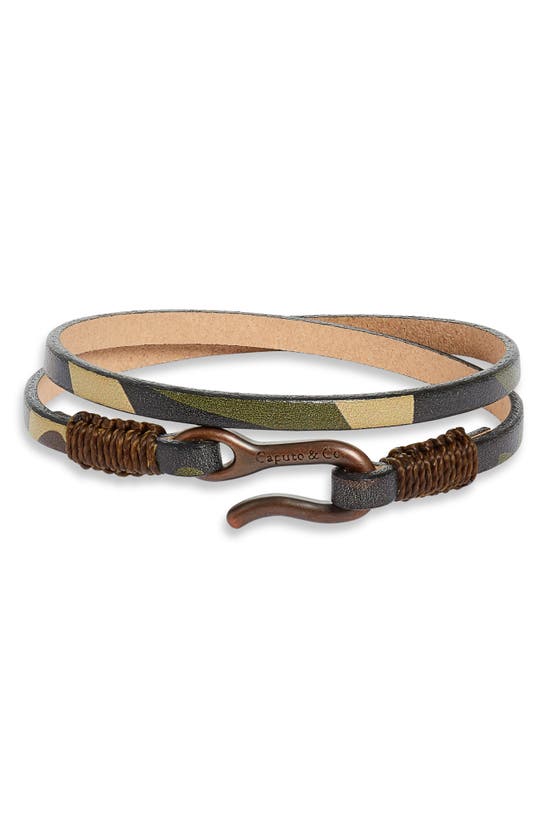 Caputo & Co Leather Double Wrap Bracelet In Camouflage
