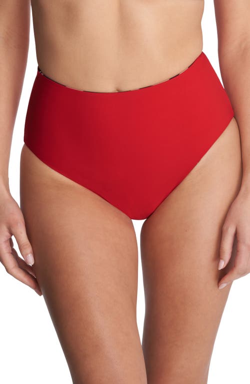 Shop Natori Reversible High Waist Bikini Bottoms In Camel Zebra/poinsettia