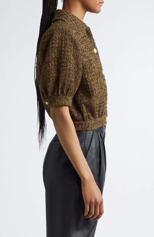 Shop L Agence L'agence Cove Elbow Sleeve Crop Tweed Jacket In Pine